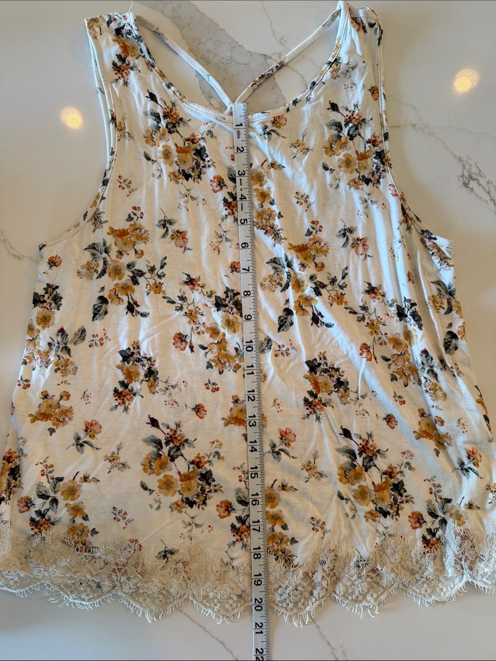 Rewind (XL) Floral Tank Top - Cream and Yellow
